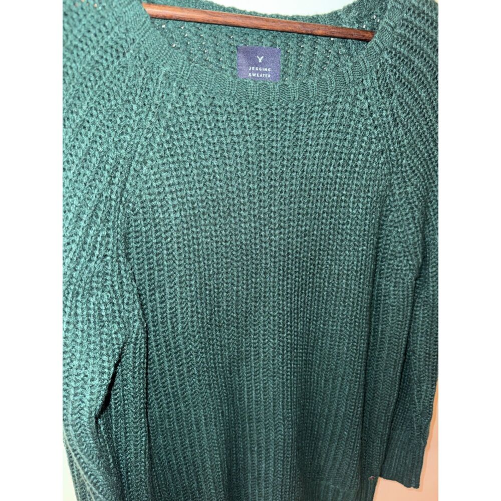 American Eagle Outfitters Jegging Sweater Dark Green Open Knit Loose Fit Large - Picture 7 of 10